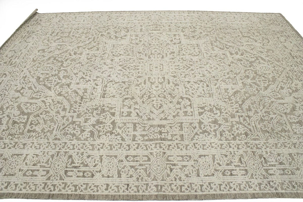 Cream Beige Geometric 9X12 Modern Oriental Rug