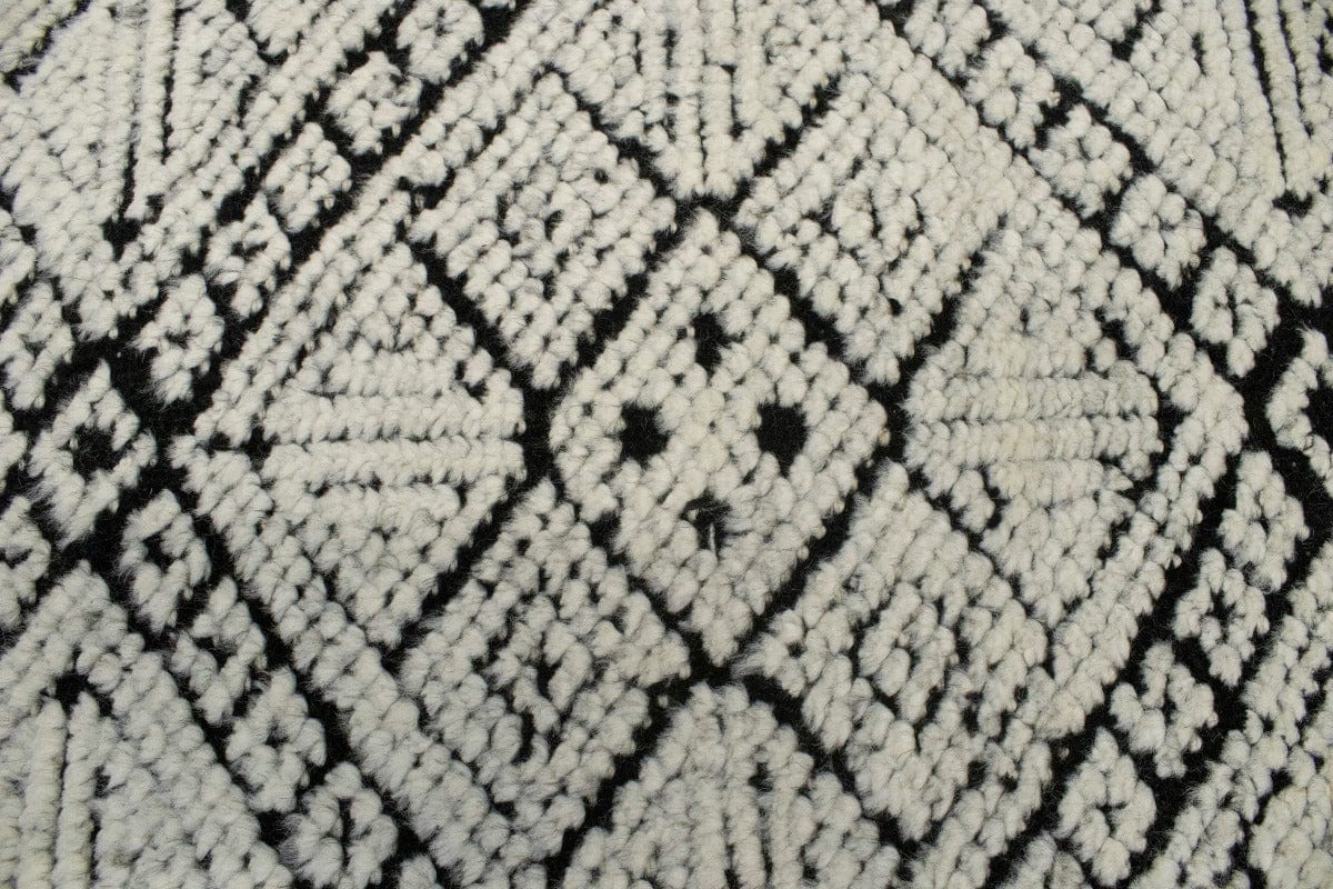 Ivory Black Geometric 9X12 Modern Oriental Rug