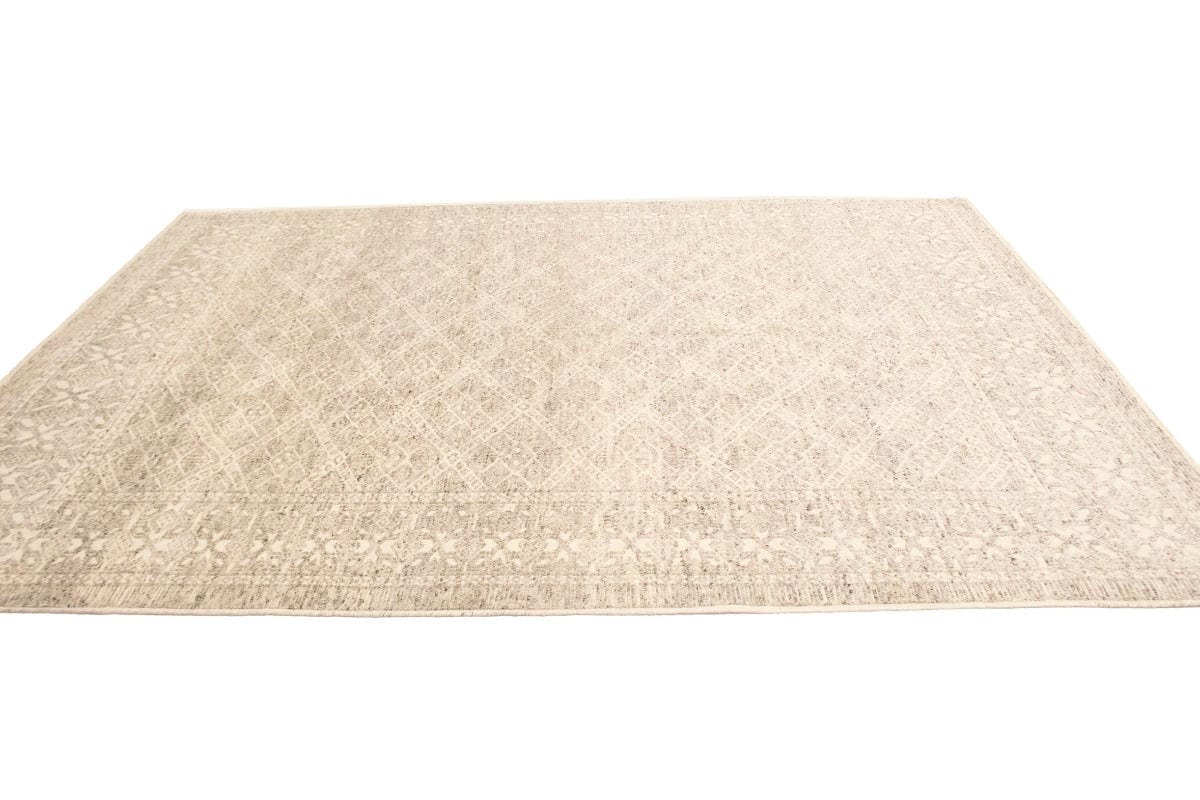 Cream/Beige Geometric 9X12 Modern Oriental Rug