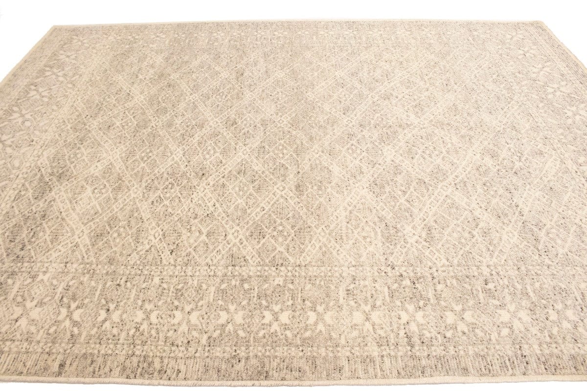 Cream/Beige Geometric 9X12 Modern Oriental Rug