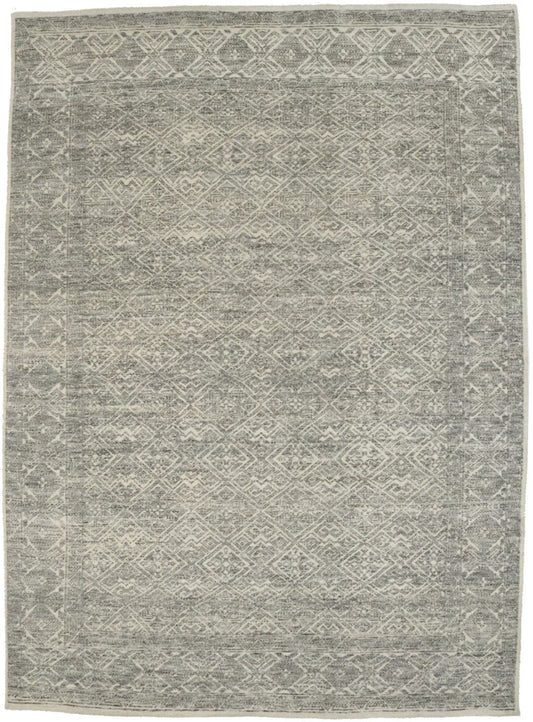 Gray Geometric 9X12 Modern Oriental Rug