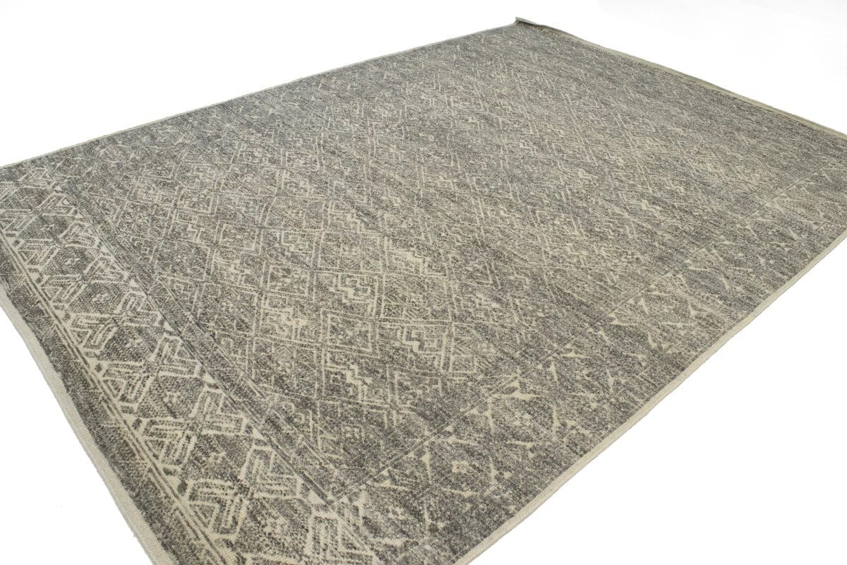 Gray Geometric 9X12 Modern Oriental Rug