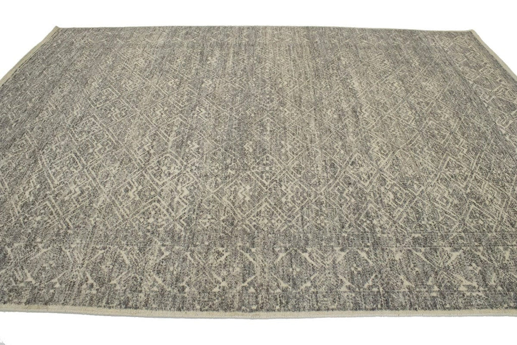 Gray Geometric 9X12 Modern Oriental Rug