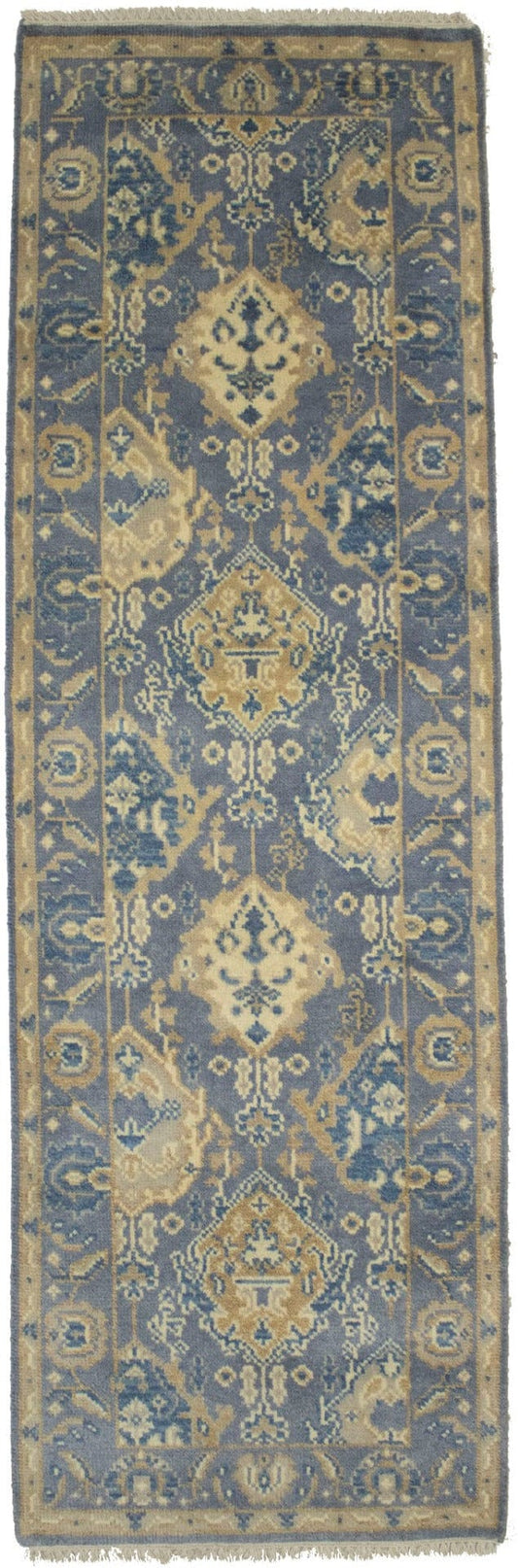 Flint Gray Floral 3X8 Oushak Chobi Oriental Runner Rug