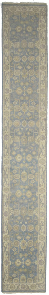 Gray Floral 2'5X16 Oushak Chobi Oriental Runner Rug