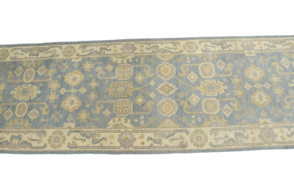 Gray Floral 2'5X16 Oushak Chobi Oriental Runner Rug