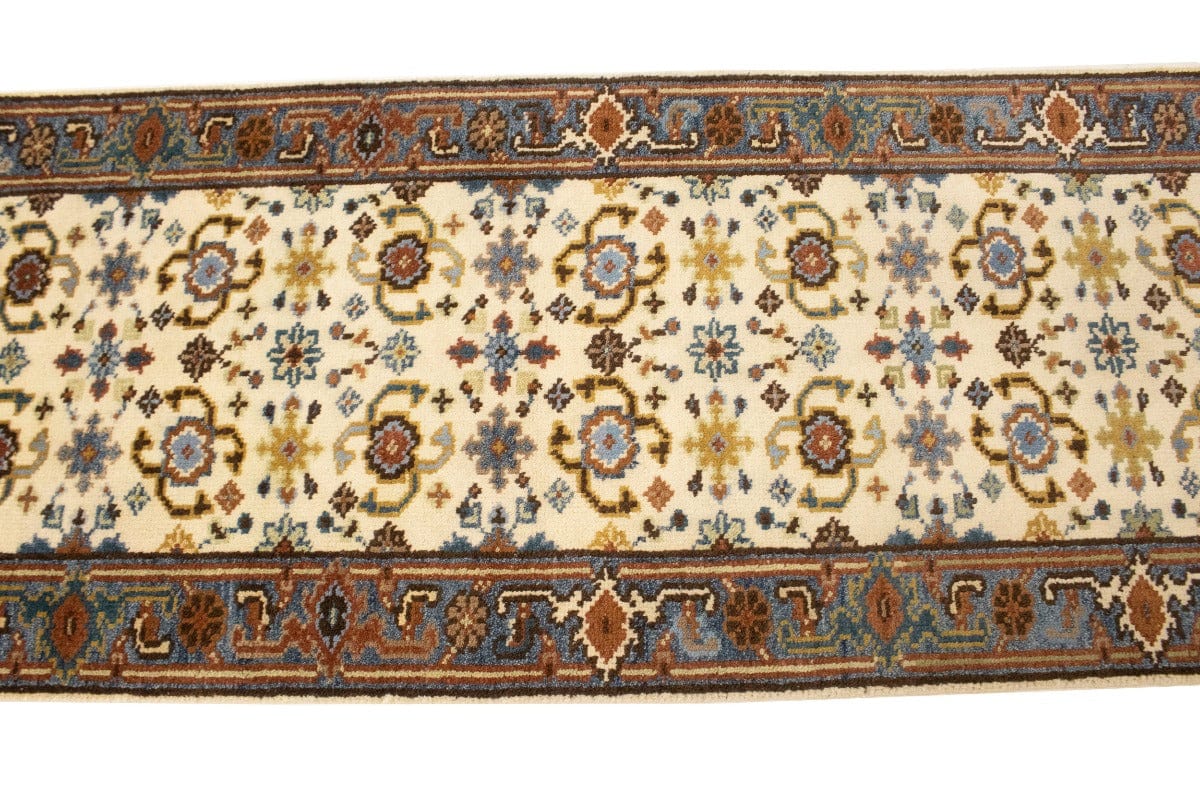 Cream Floral 3X10 Oushak Chobi Oriental Runner Rug