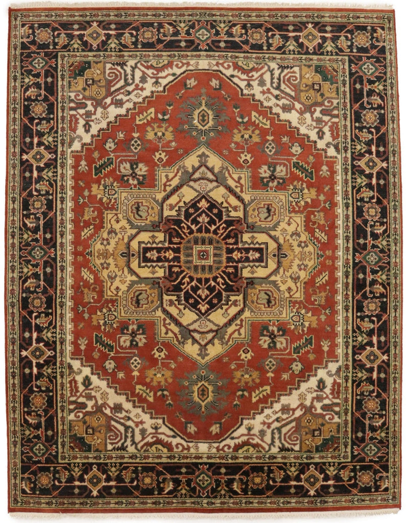 Rust Orange Floral 8X10 Heriz Serapi Oriental Rug