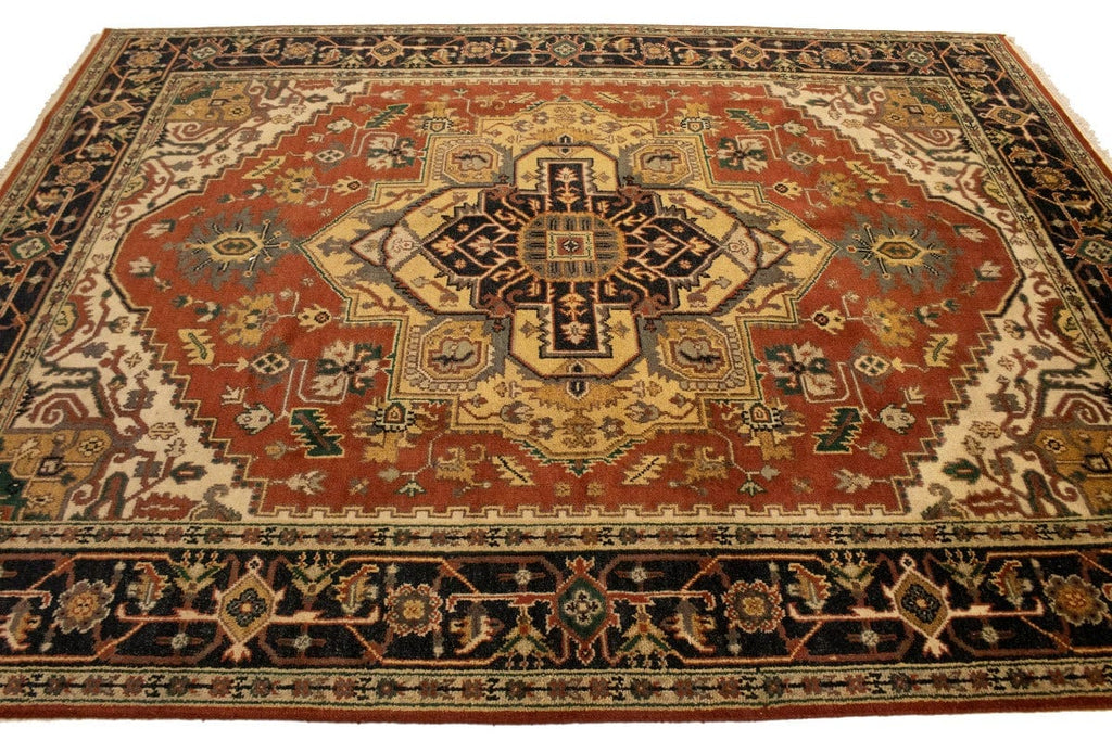 Rust Orange Floral 8X10 Heriz Serapi Oriental Rug