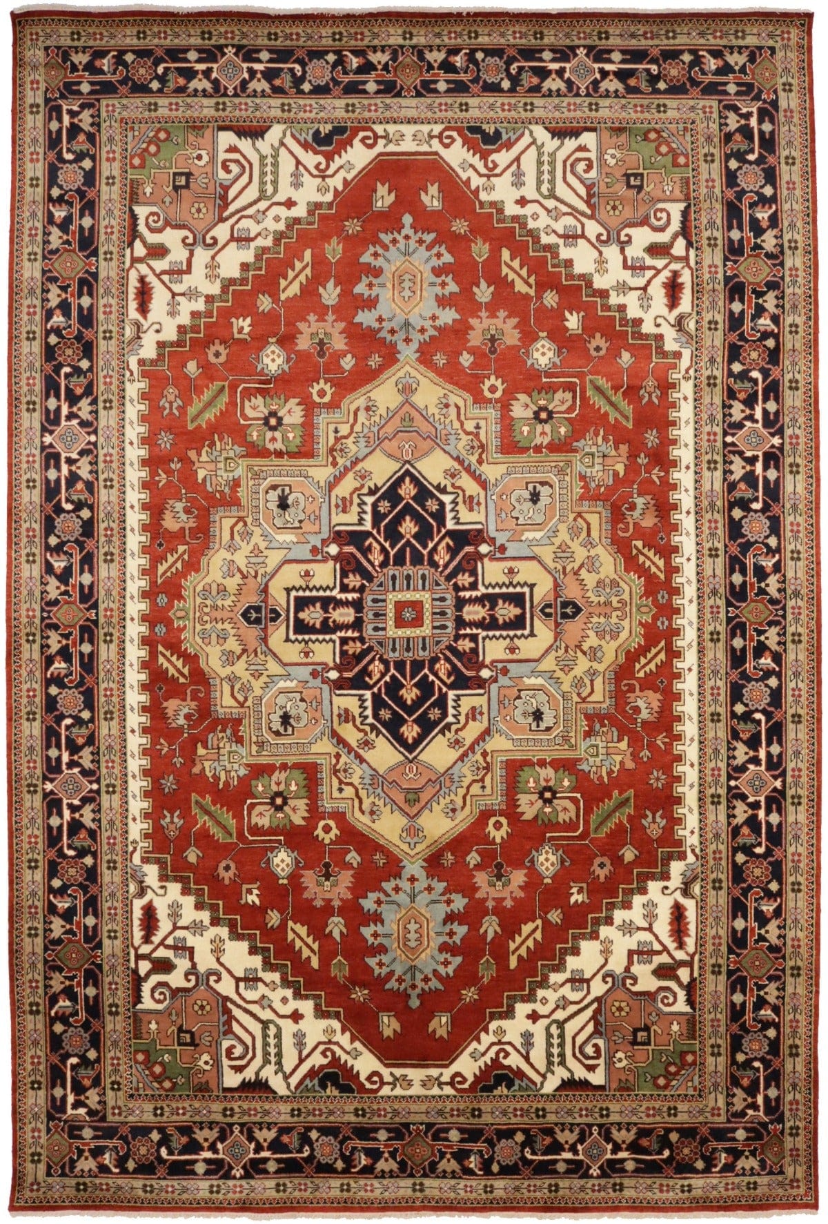 Rust Orange Geometric 12X18 Heriz Serapi Oriental Rug