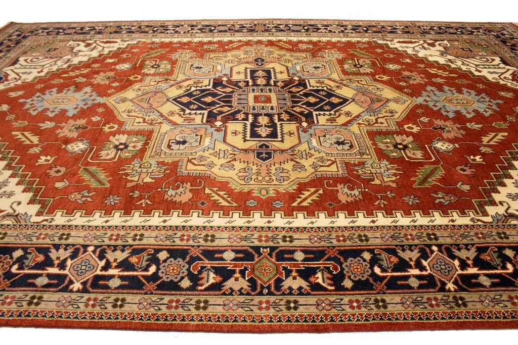 Rust Orange Geometric 12X18 Heriz Serapi Oriental Rug