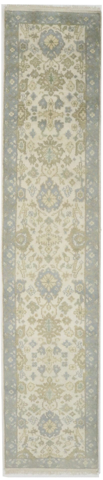 Cream Floral 3X12 Casual Oushak Chobi Oriental Runner Rug