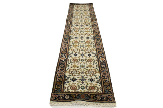 Cream Floral 3X12 Chobi Oriental Runner Rug