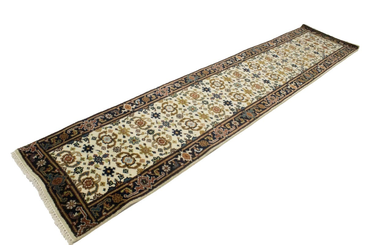 Cream Floral 3X12 Chobi Oriental Runner Rug