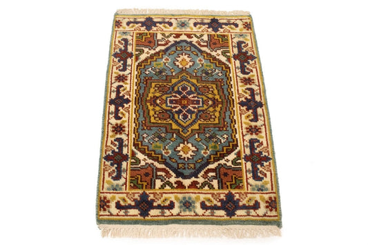 Blue Tribal 2X3 Heriz Serapi Oriental Rug