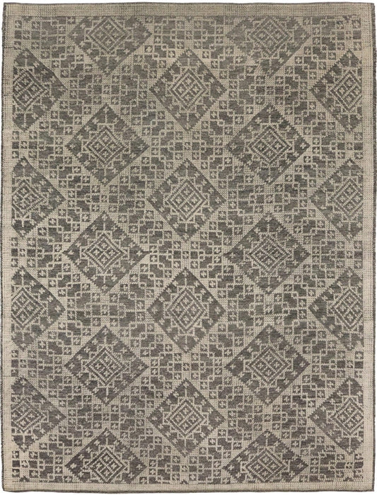 Gray & Cream Geometric 9X12 Oriental Modern Rug