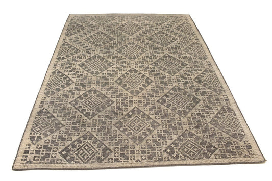 Gray & Cream Geometric 9X12 Oriental Modern Rug