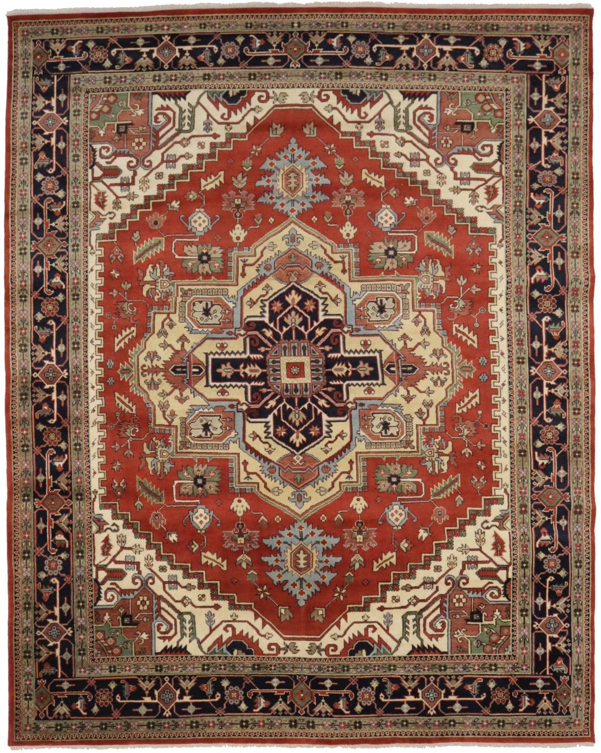 Rust Orange Geometric 12X15 Heriz Serapi Oriental Rug