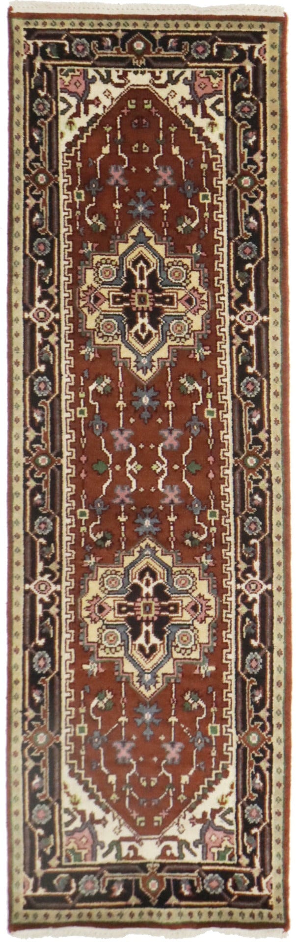 Rust Geometric 2'5X8 Heriz Serapi Oriental Runner Rug