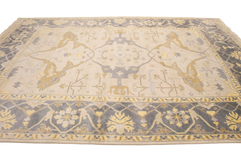 Cream Floral 10X14 Traditional Oushak Oriental Rug