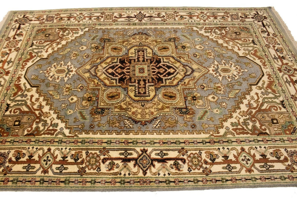 Gray Tribal Geometric 6X9 Heriz Serapi Oriental Rug