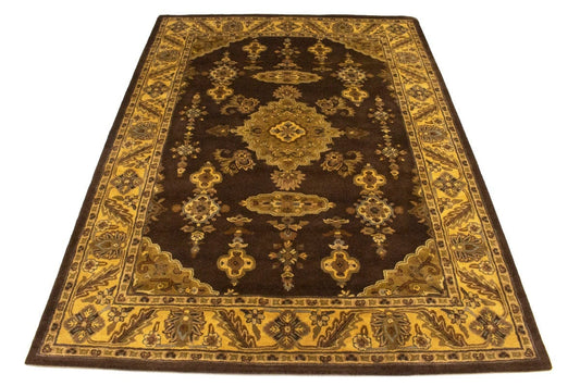 Dark Brown Floral Modern 8X11 Oriental Hand-Tufted Rug