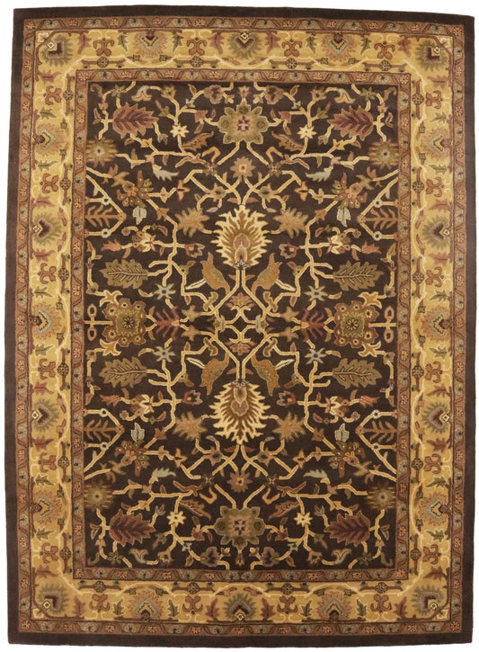 Dark Brown Floral Modern 8X11 Oriental Hand-Tufted Rug