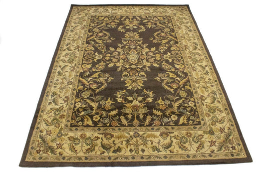 Dark Brown Floral Modern 8X11 Oriental Hand-Tufted Rug