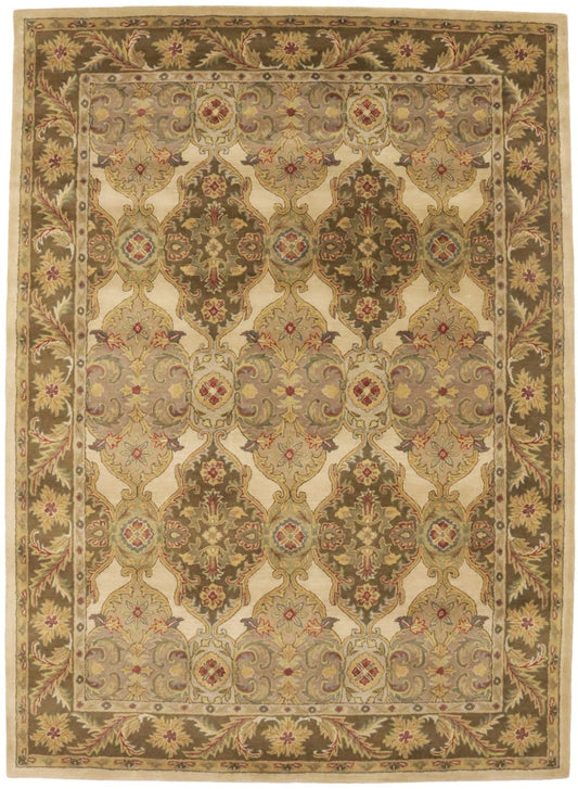 Cream Floral Modern 8X11 Oriental Hand-Tufted Rug