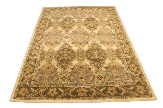 Cream Floral Modern 8X11 Oriental Hand-Tufted Rug