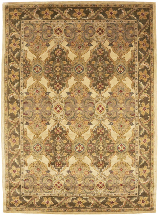 Cream Floral Modern 8X11 Oriental Hand-Tufted Rug