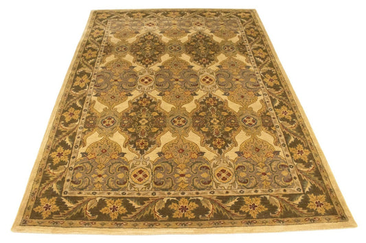 Cream Floral Modern 8X11 Oriental Hand-Tufted Rug