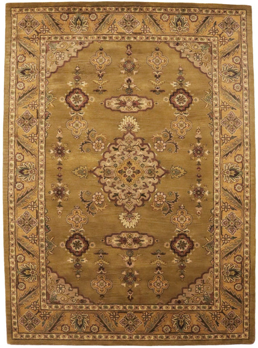 Khaki Floral Modern 8X11 Oriental Hand-Tufted Rug