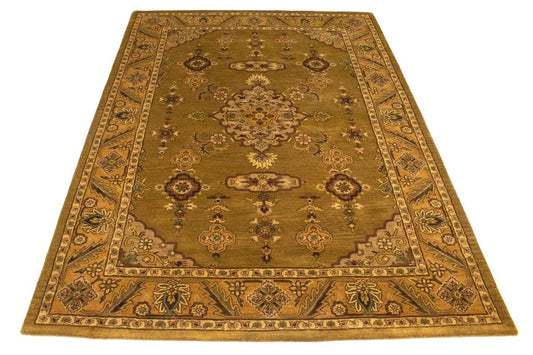 Khaki Floral Modern 8X11 Oriental Hand-Tufted Rug