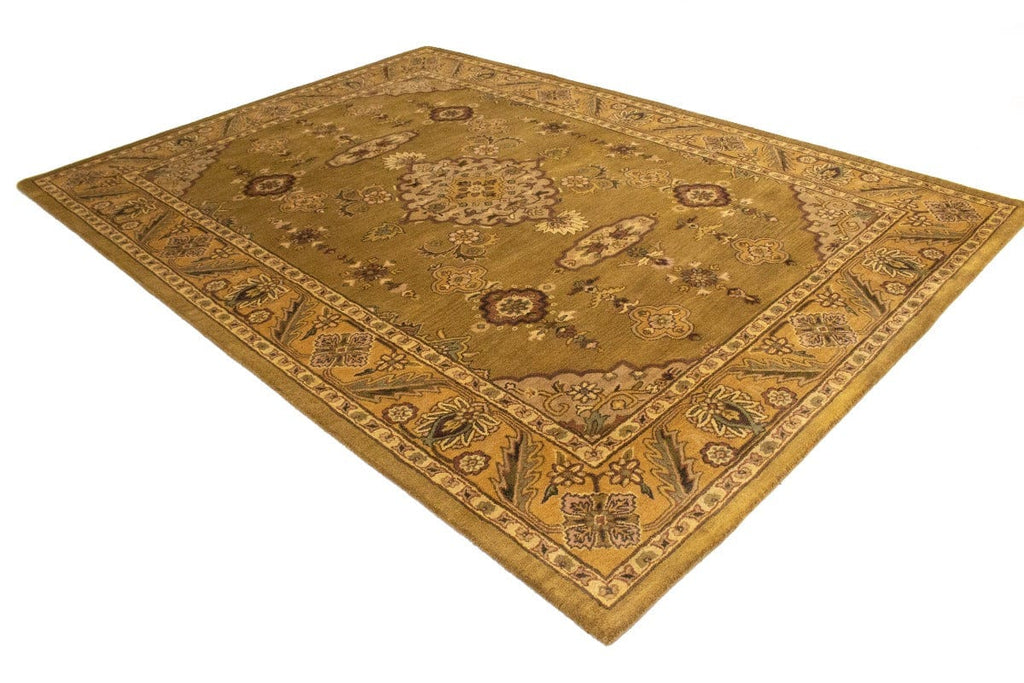 Khaki Floral Modern 8X11 Oriental Hand-Tufted Rug