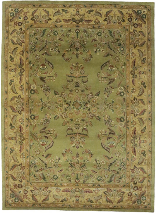 Light Green Floral Modern 8X11 Oriental Hand-Tufted Rug