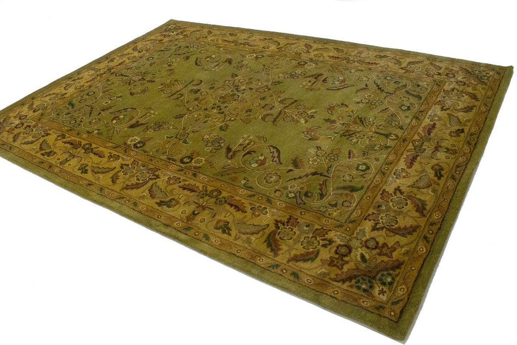 Light Green Floral Modern 8X11 Oriental Hand-Tufted Rug