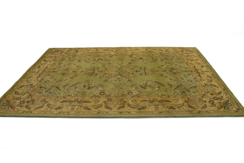 Light Green Floral Modern 8X11 Oriental Hand-Tufted Rug