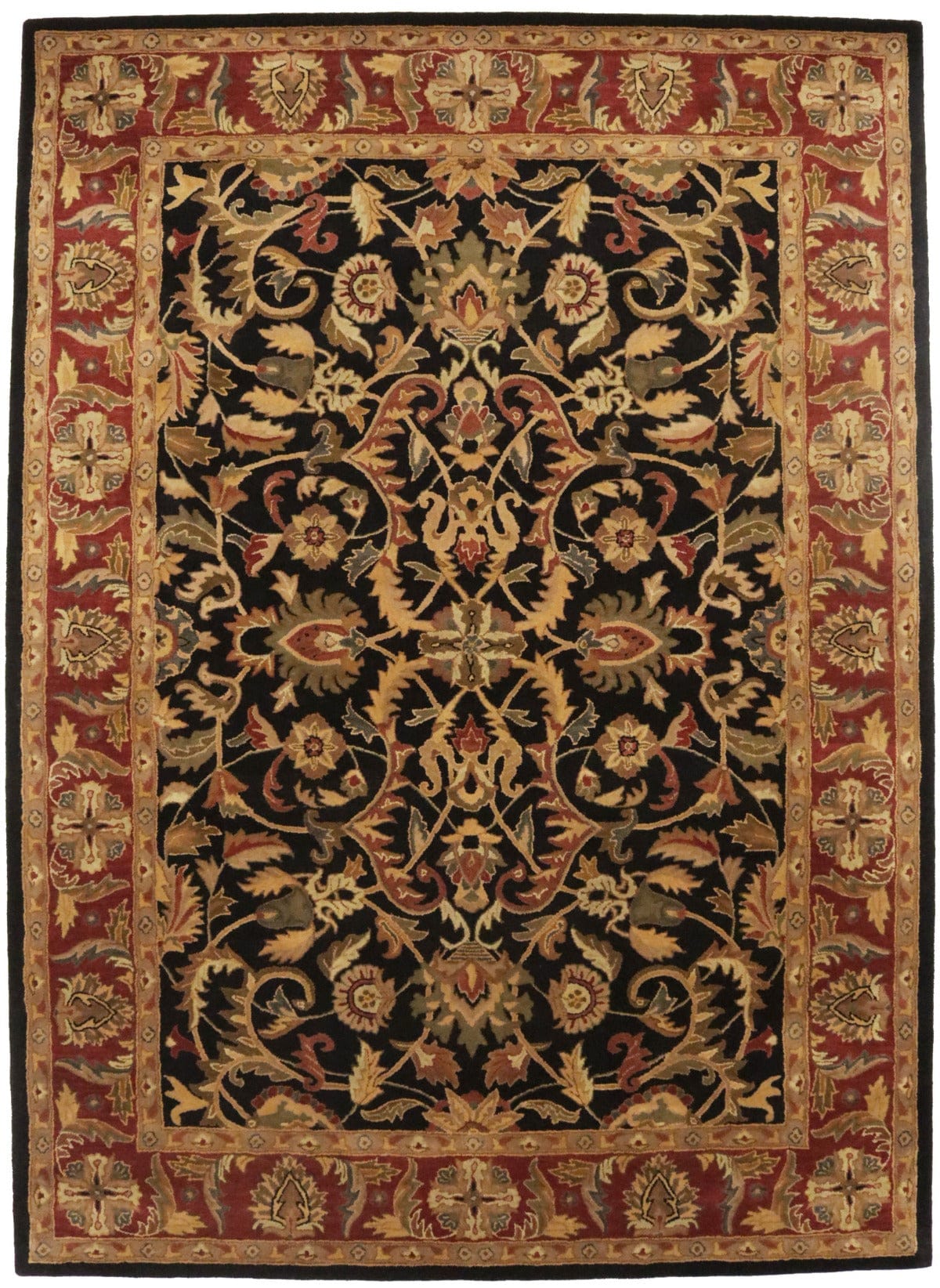 Black Floral Modern 8X11 Oriental Hand-Tufted Rug