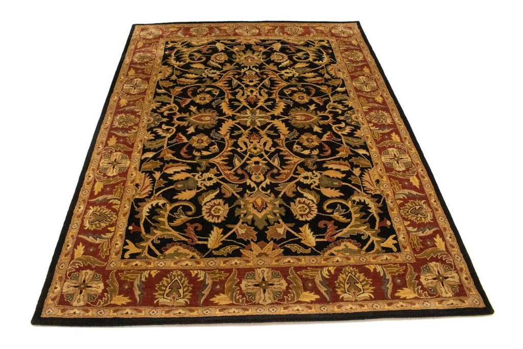 Black Floral Modern 8X11 Oriental Hand-Tufted Rug