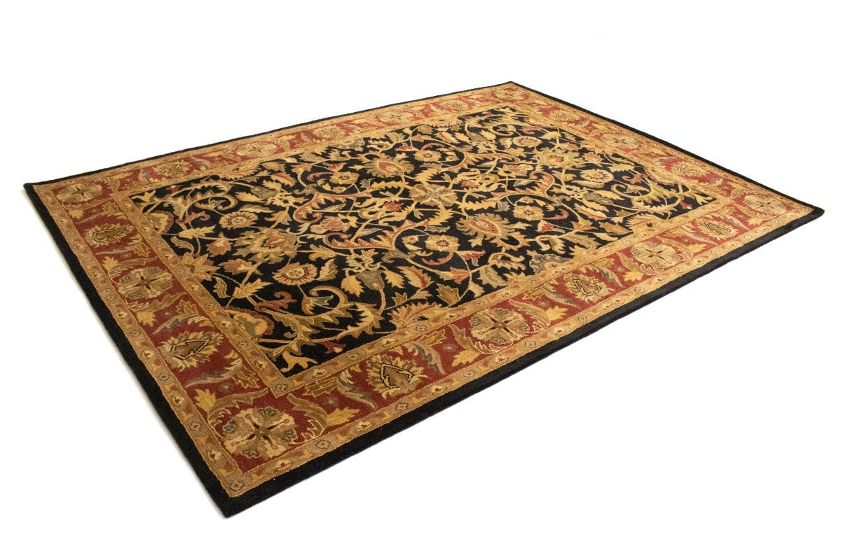 Black Floral Modern 8X11 Oriental Hand-Tufted Rug