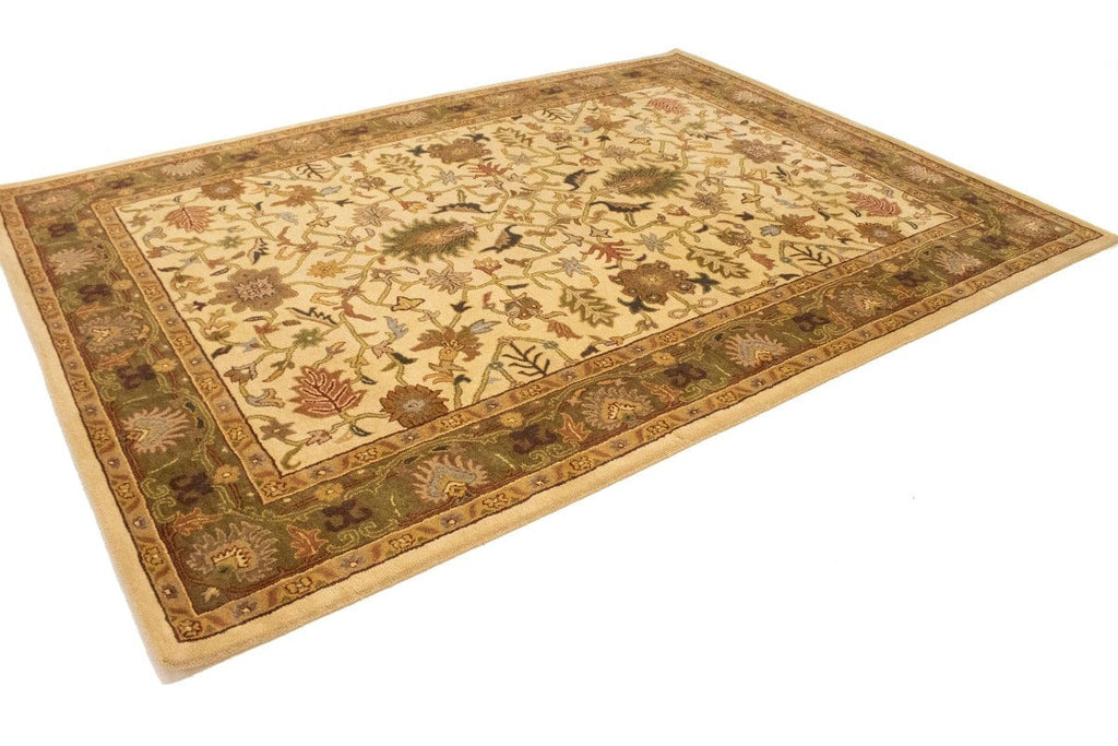 Cream Floral Modern 8X11 Oriental Hand-Tufted Rug