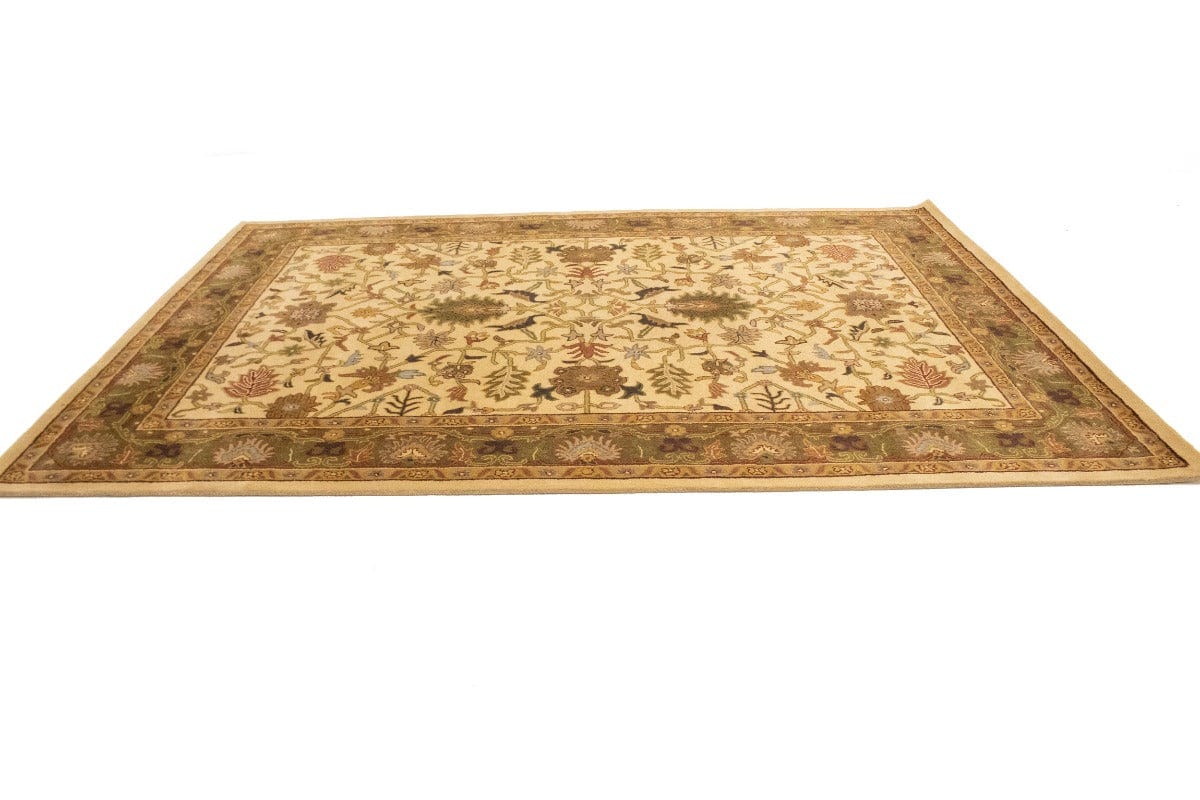 Cream Floral Modern 8X11 Oriental Hand-Tufted Rug