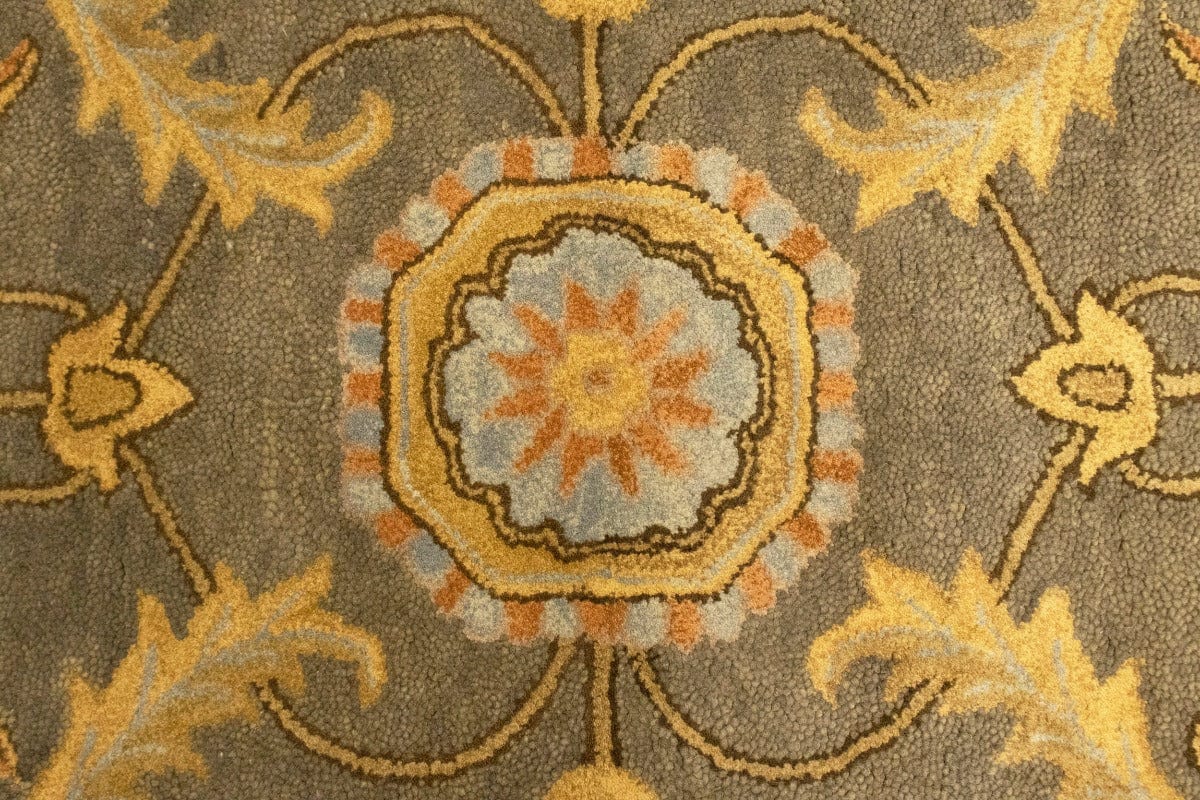 Tan Floral Modern 8X11 Oriental Hand-Tufted Rug