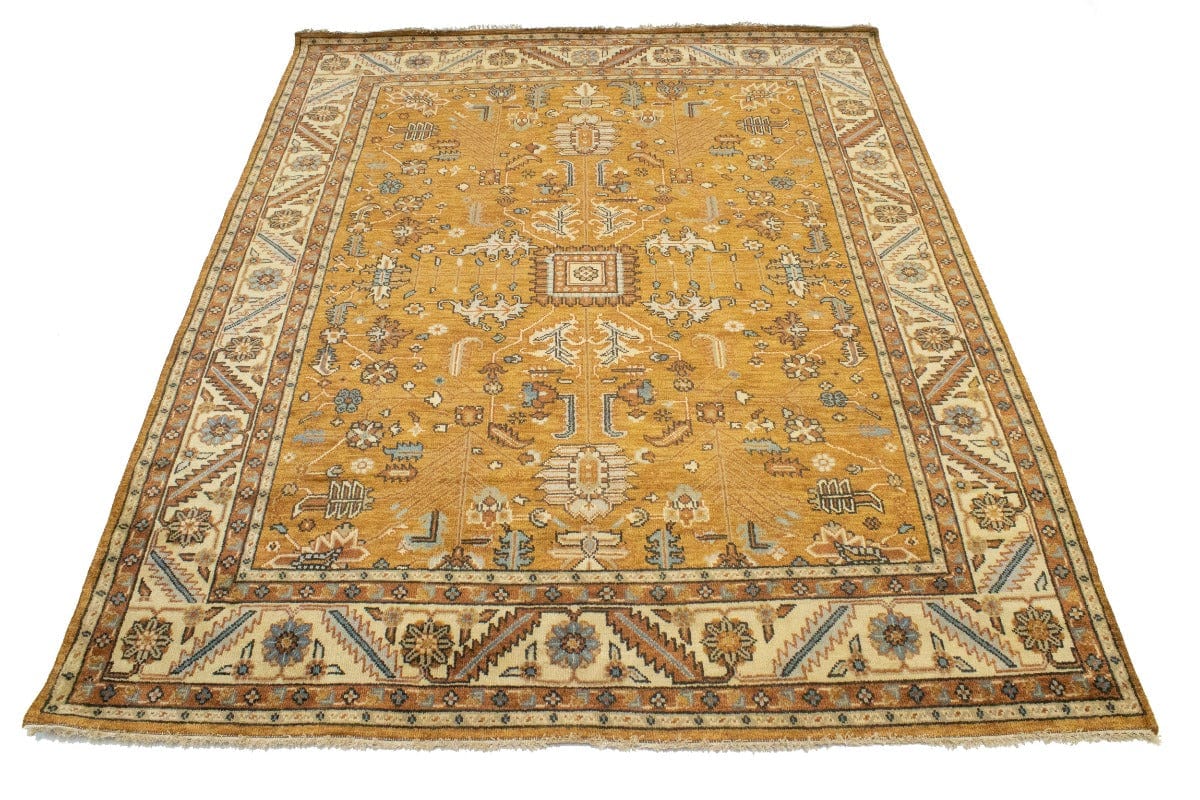 Ochre Rust Floral 8X10 Indo-Mahal Oriental Rug