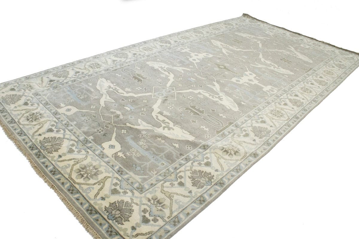 Taupe Floral 8X16 Oushak Oriental Rug