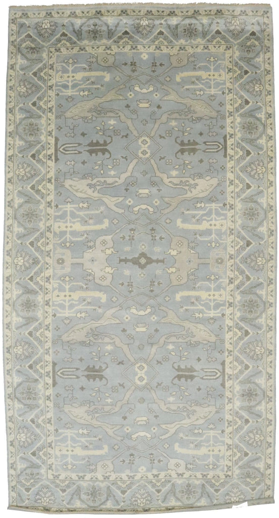 Blue-gray Floral 8X16 Oushak Oriental Rug