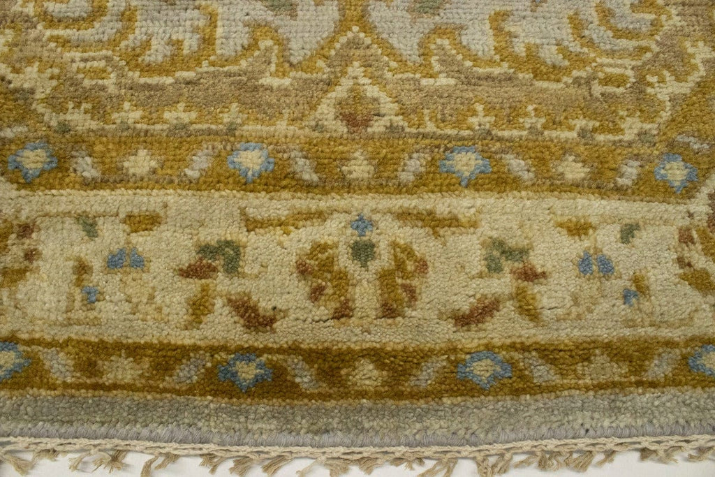 Tan & Gold Floral 6X6 Oushak Oriental Octagon Rug