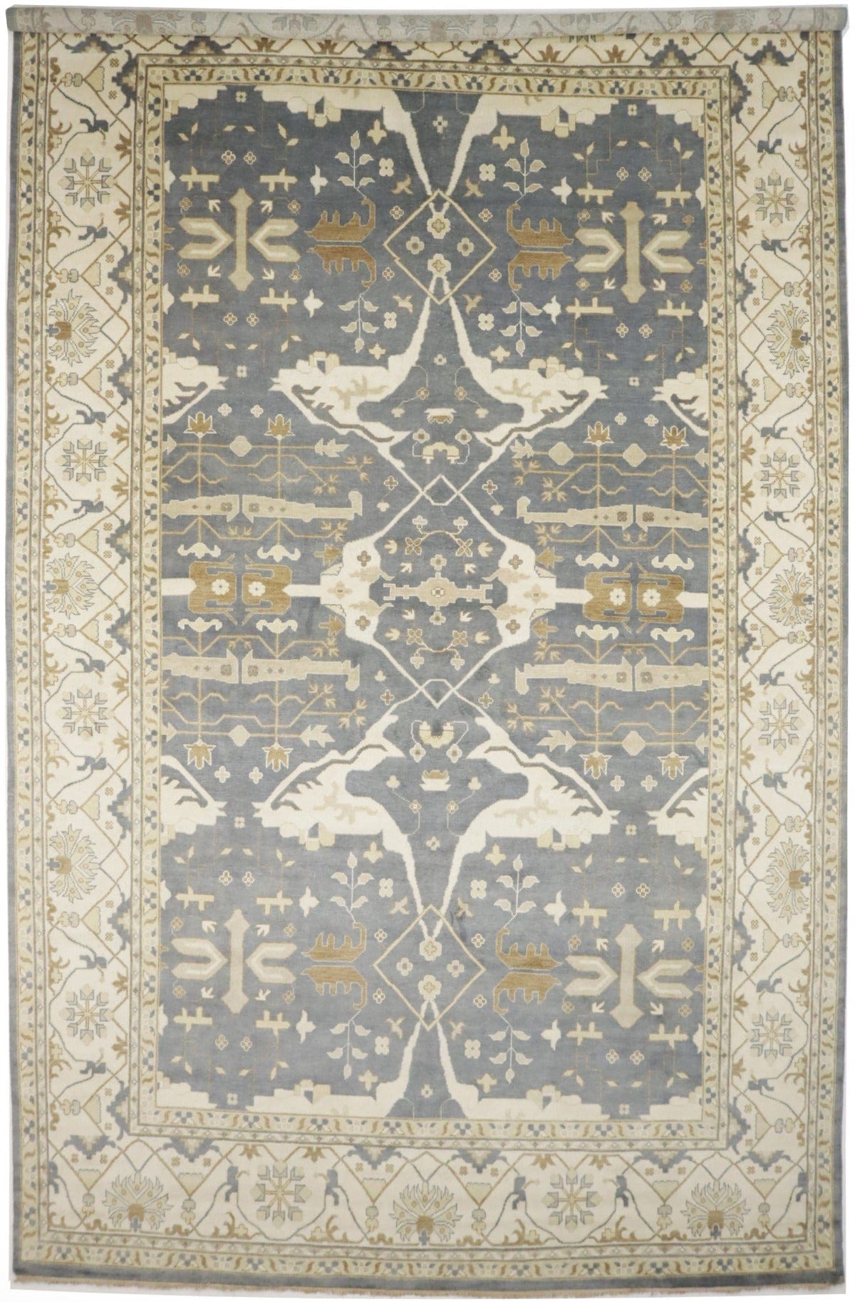 Gray Floral 13X21 Oushak Oriental Rug