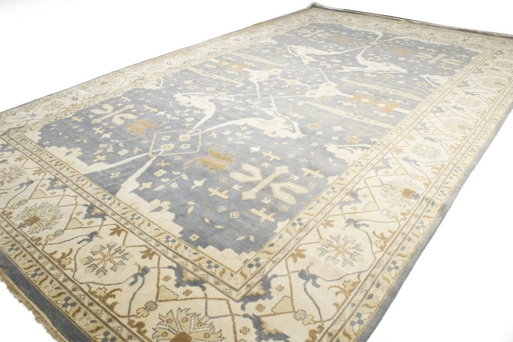 Gray Floral 13X21 Oushak Oriental Rug